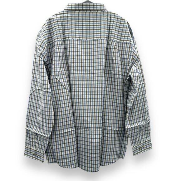 Atlas for Men Cream & Blue Check Striped‎ Button Down Shirt Sz 3XL NEW - Picture 4 of 9